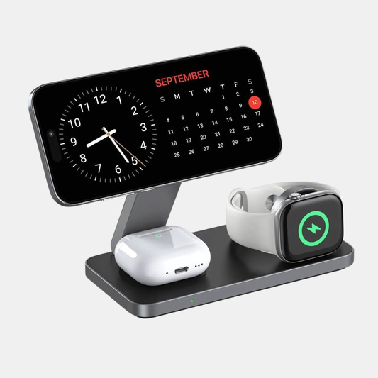 3-i-1 MagSafe Trådløs Oplader – Hurtig, Foldbar og Rejseklar Opladningsstation Opladere og Strømforsyninger Tech Butik
