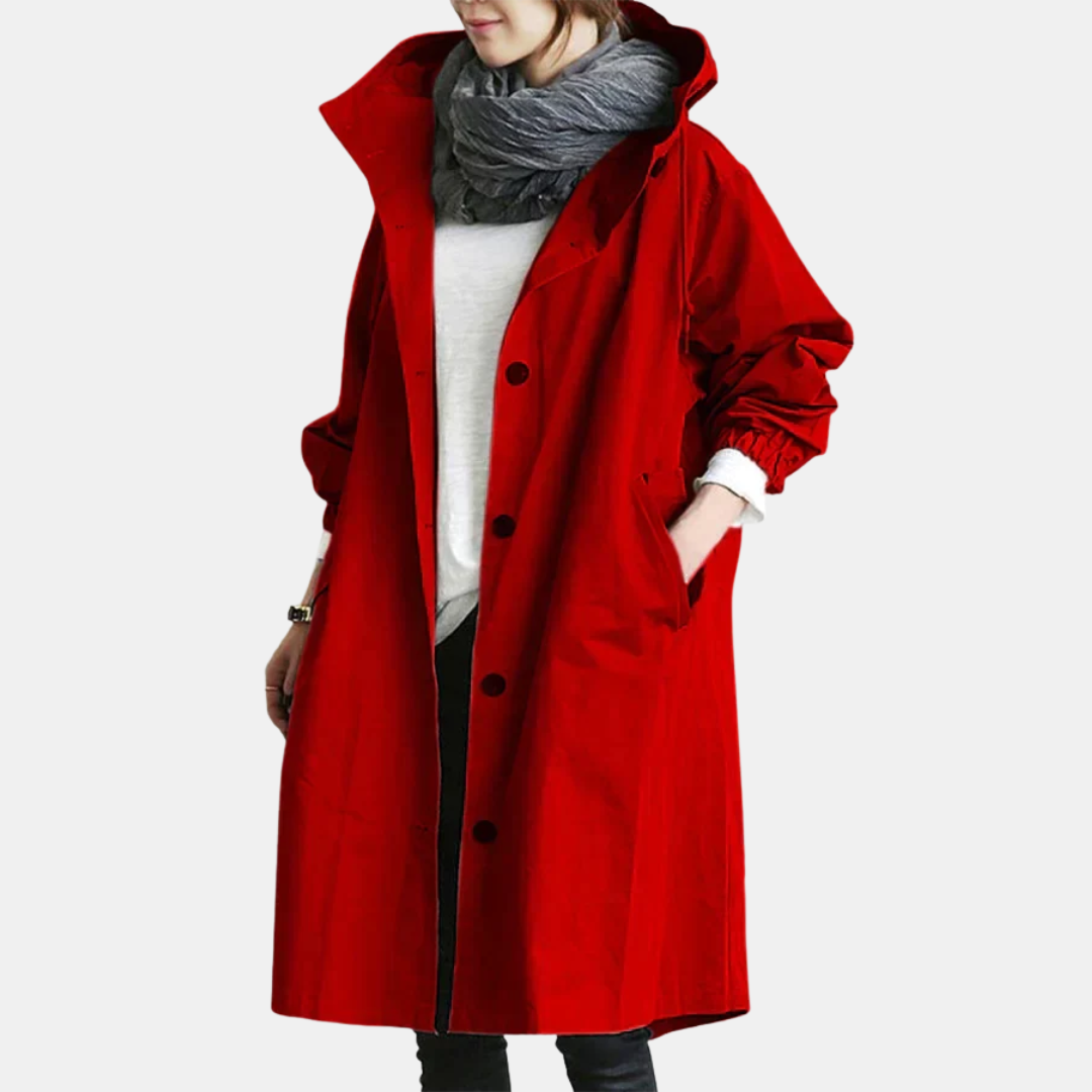 Vandtæt Oversized Mid-Længde Trenchcoat – Elegance Møder Funktion Kvinders frakker og jakker Tech Butik Rød S