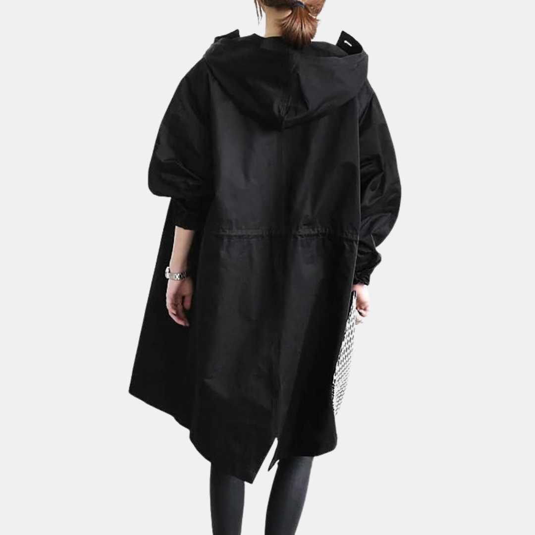 Vandtæt Oversized Mid-Længde Trenchcoat – Elegance Møder Funktion Kvinders frakker og jakker Tech Butik Sort S