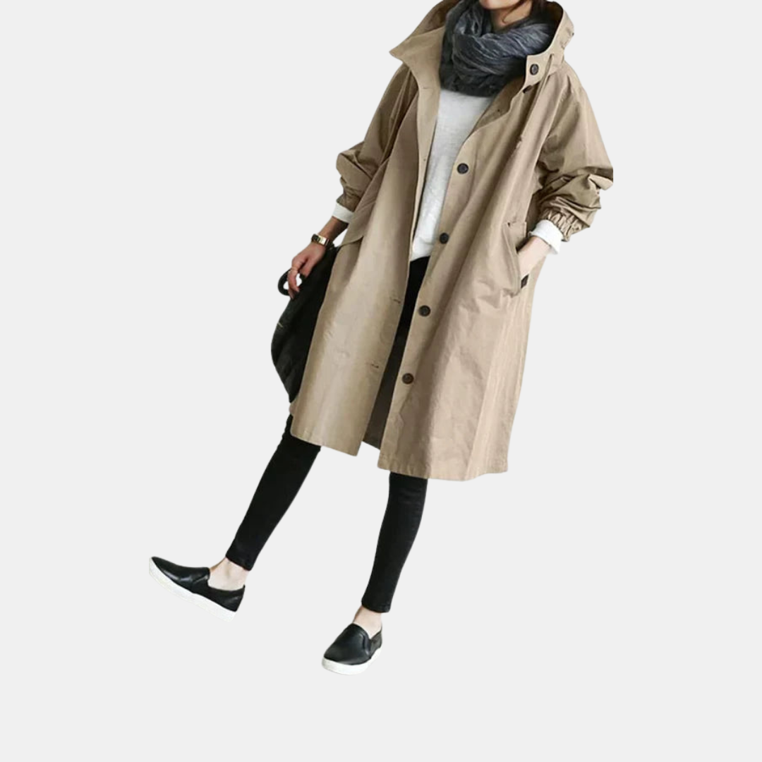 Vandtæt Oversized Mid-Længde Trenchcoat – Elegance Møder Funktion Kvinders frakker og jakker Tech Butik Beige S