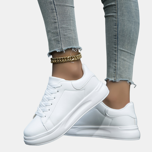Dame Hvide Læder Ortopædiske Sneakers – Komfort Møder Stil Kvinders atletik sko Tech Butik Hvid 36