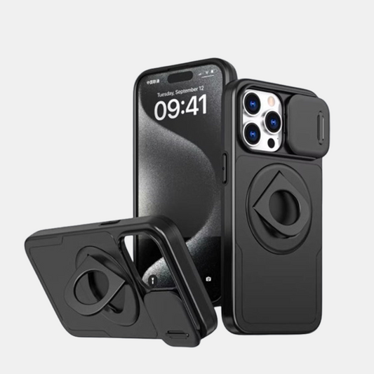 Beskytter Stødsikkert Cover – Multifunktionelt Stativdesign Mobiltelefoncovers Tech Butik Sort iPhone 15 Pro Max