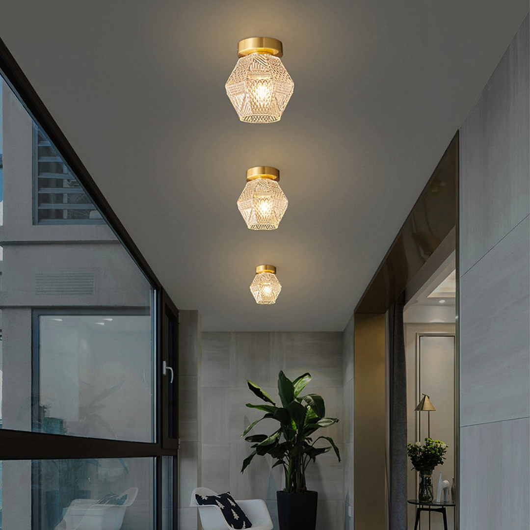 Loftlampe i Art Deco-stil med Diamantskåret Glas for Tidløs Elegance Belysning Tech Butik