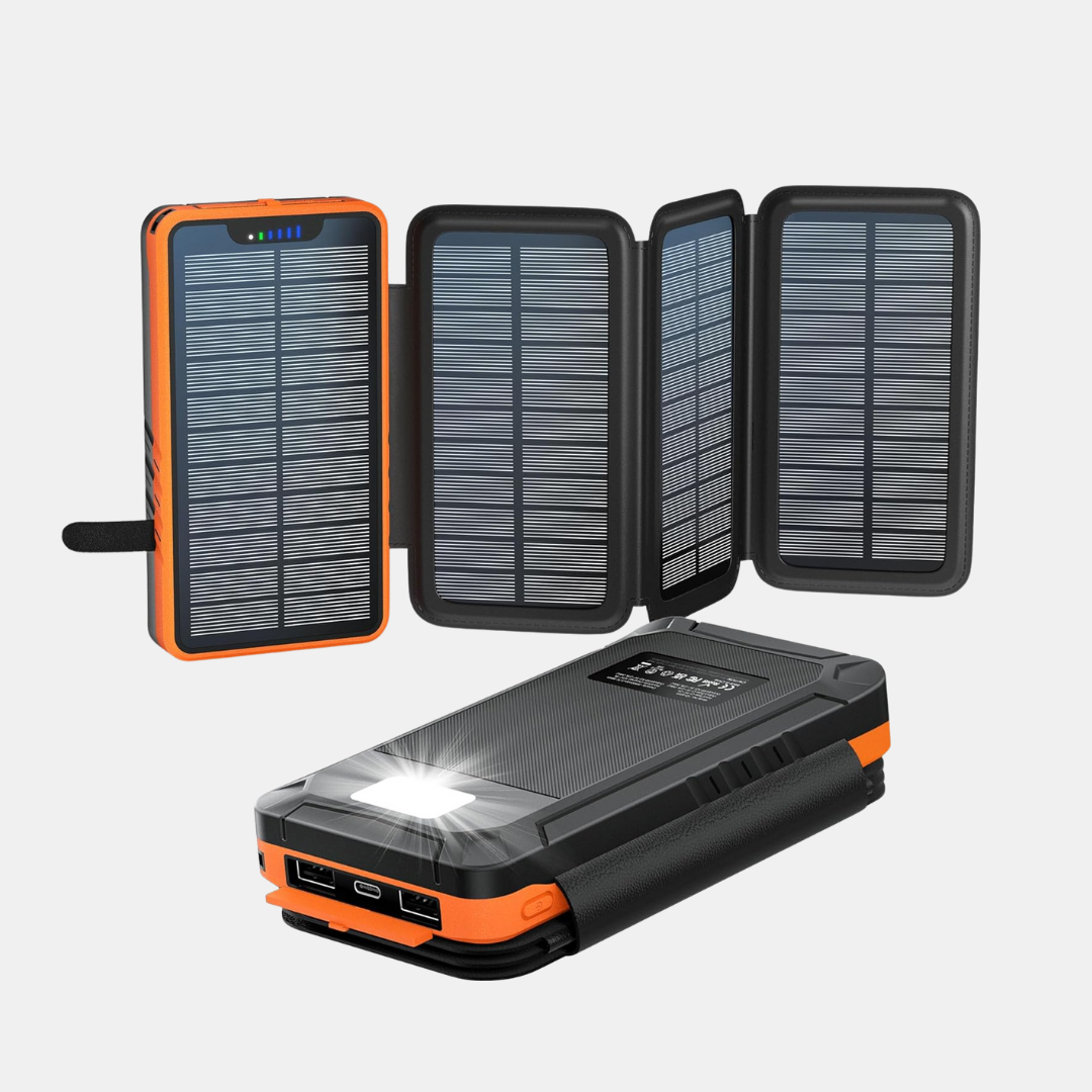 Solcelle-Powerbank – Pålidelig opladning til rejser & udendørsbrug Bærbare powerbanks Tech Butik Orange