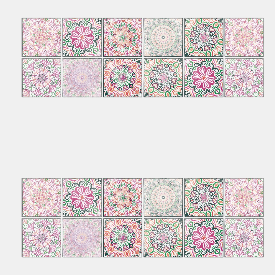 24-Delers Europæisk Mandala Flisesæt – Dekorativt & Stilfuldt Vægfliser Tech Butik HZ064 10cm x 10CM x 24PCS
