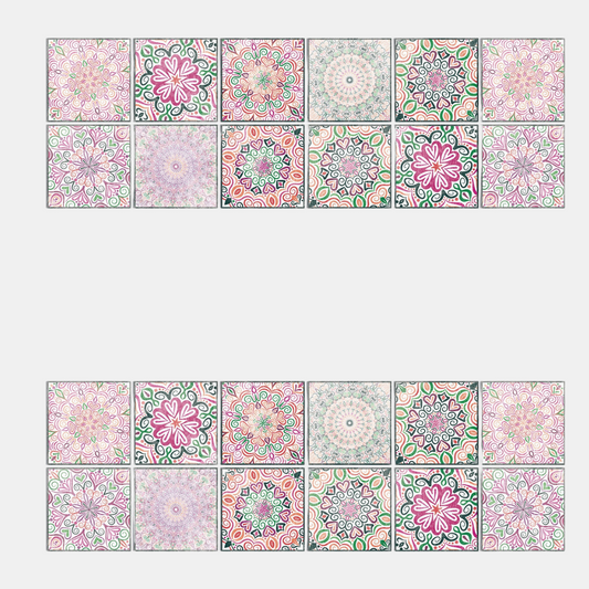 24-Delers Europæisk Mandala Flisesæt – Dekorativt & Stilfuldt Vægfliser Tech Butik HZ064 10cm x 10CM x 24PCS