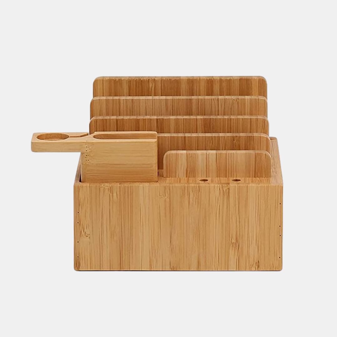 Elegant Bambus Opladningsstation – Hold Alle Dine Enheder Strømførte & Organiserede Opladningsstationer Tech Butik