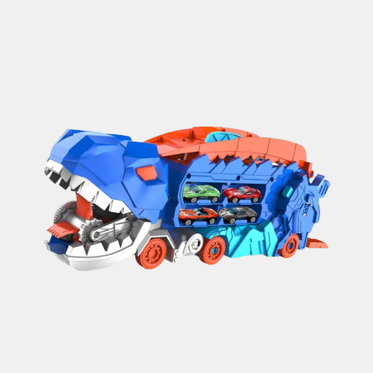 Transformerende Dino Racer Sæt – Fart møder forhistorisk sjov Legetøjsbil sæt Tech Butik Blå 4 biler