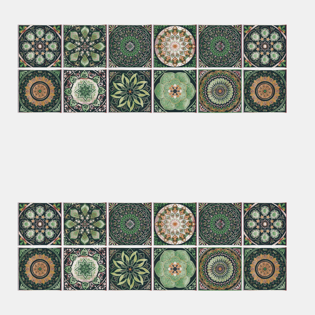 24-Delers Europæisk Mandala Flisesæt – Dekorativt & Stilfuldt Vægfliser Tech Butik HZ058 10cm x 10CM x 24PCS