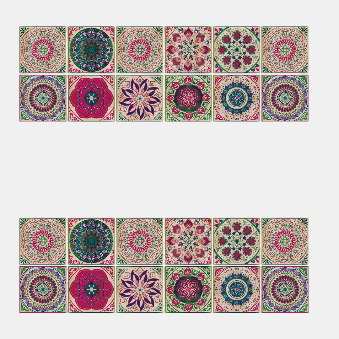 24-Delers Europæisk Mandala Flisesæt – Dekorativt & Stilfuldt Vægfliser Tech Butik HZ055 10cm x 10CM x 24PCS