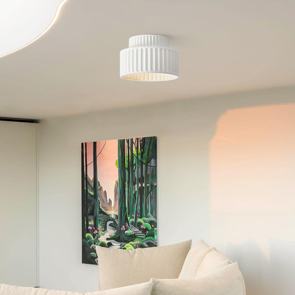 Cremefarvet 2-lags Flush Mount Loftlys – Elegant Belysning til Stue og Køkken Flush Mount Lys Tech Butik