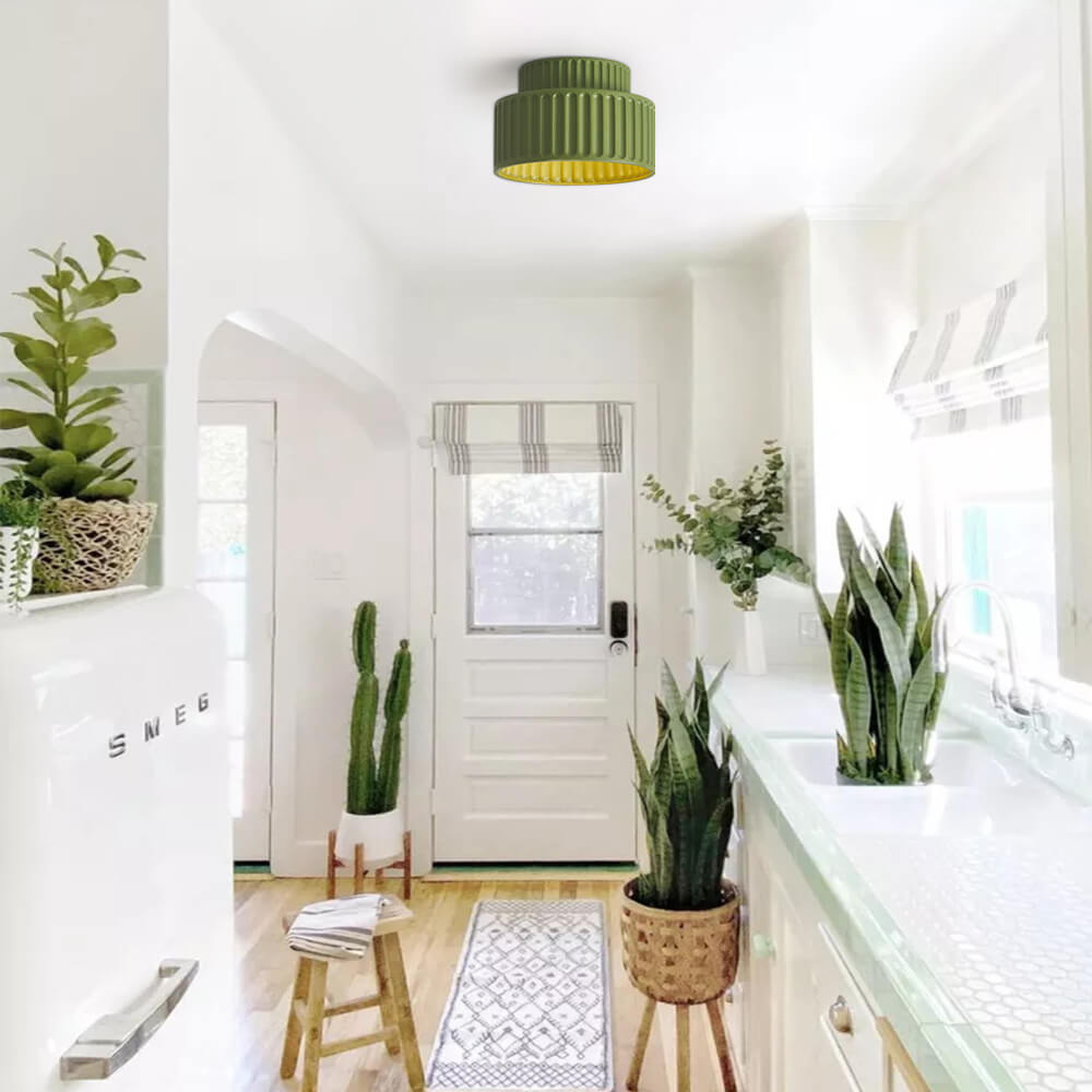 Cremefarvet 2-lags Flush Mount Loftlys – Elegant Belysning til Stue og Køkken Flush Mount Lys Tech Butik