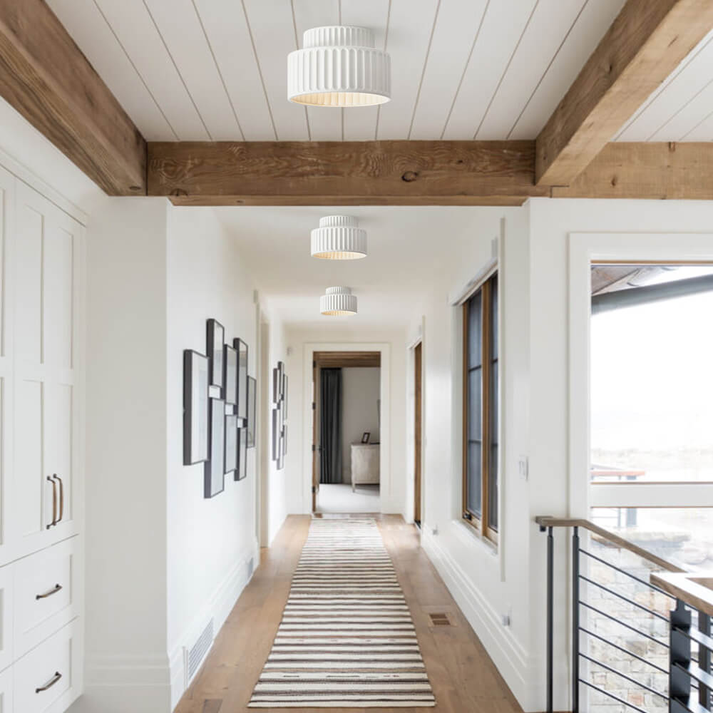Cremefarvet 2-lags Flush Mount Loftlys – Elegant Belysning til Stue og Køkken Flush Mount Lys Tech Butik