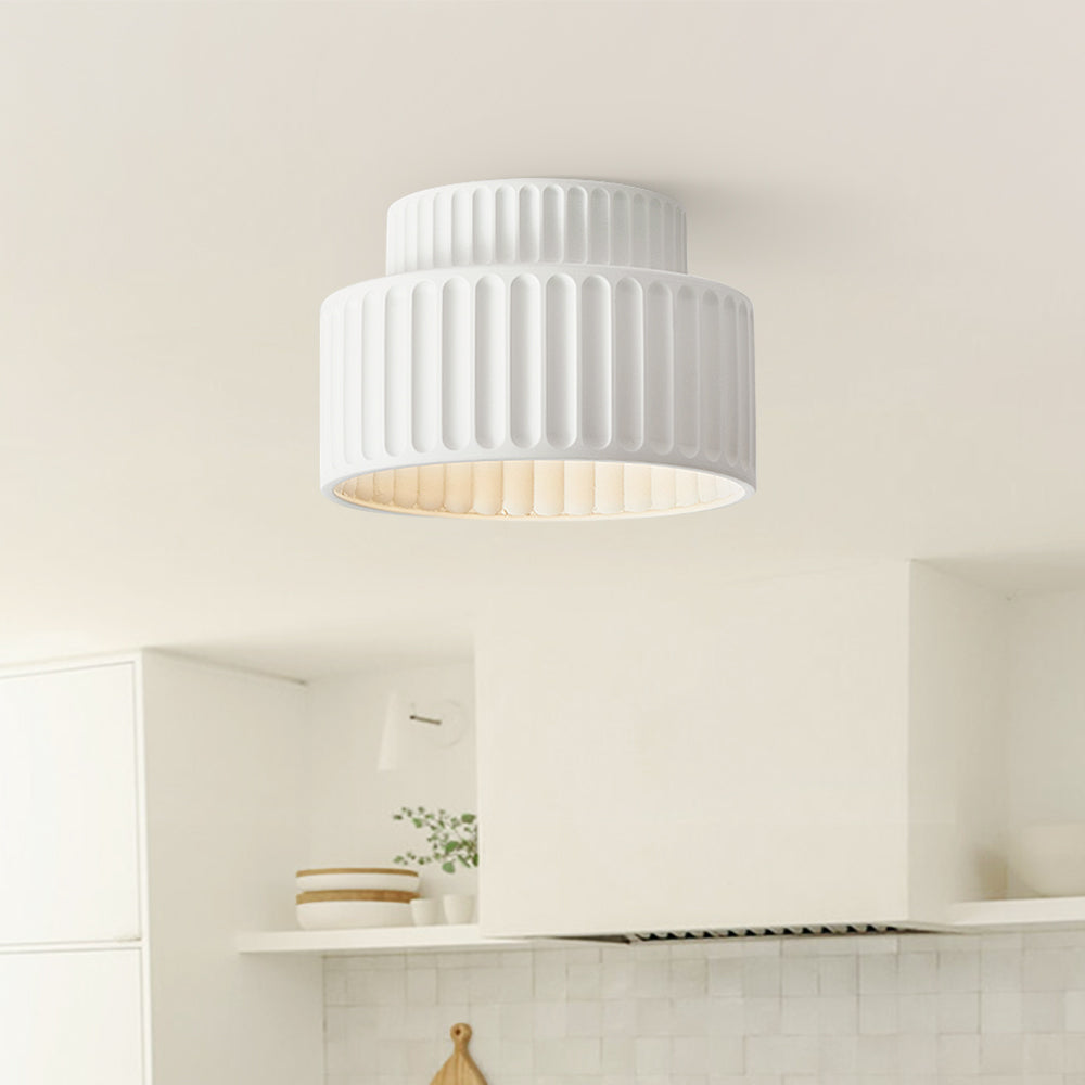 Cremefarvet 2-lags Flush Mount Loftlys – Elegant Belysning til Stue og Køkken Flush Mount Lys Tech Butik
