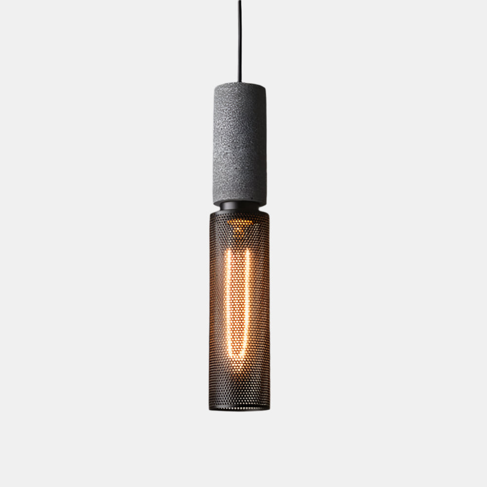 Cylindrisk Loftlampe i Beton og Metal til Moderne Rum hængelampe Tech Butik Model A Dia 6cm x H 35cm
