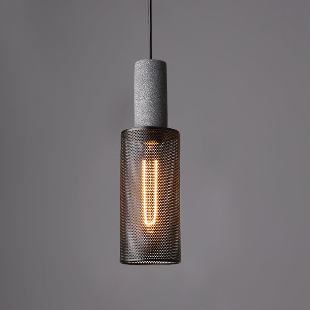 Cylindrisk Loftlampe i Beton og Metal til Moderne Rum hængelampe Tech Butik Model B Dia 10cm x H 34cm