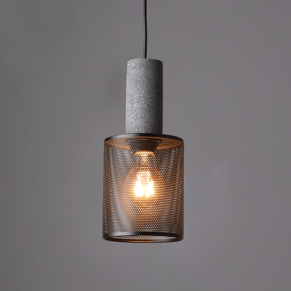 Cylindrisk Loftlampe i Beton og Metal til Moderne Rum hængelampe Tech Butik Model C Dia 12cm x H 26cm