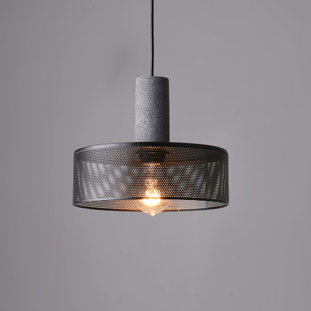 Cylindrisk Loftlampe i Beton og Metal til Moderne Rum hængelampe Tech Butik Model F Dia 25cm x H 20cm