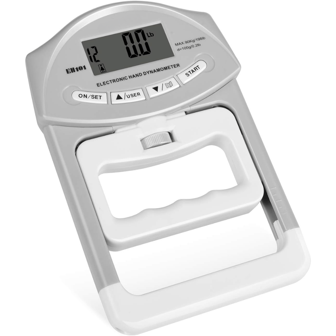 Digital Hånddynamometer – Præcis Måling af Grebsstyrke op til 90 kg Fitnessudstyr Tech Butik Grå