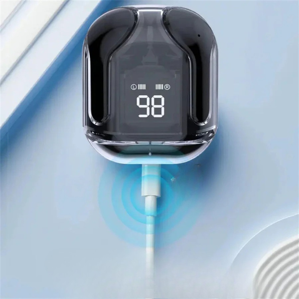 T2 Trådløse Bluetooth Øretelefoner – Transparent Design & HiFi Lyd Earphone Tech Butik