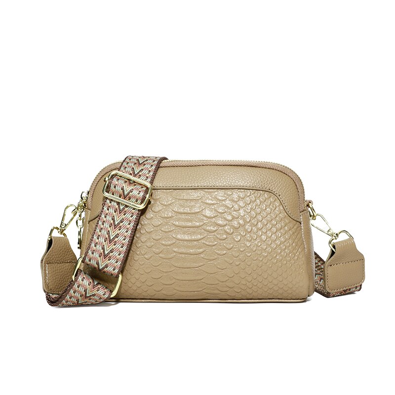 Crossbody Skuldertaske – Elegant Alligatormønster for Tidløs Stil Håndtasker Tech Butik Beige