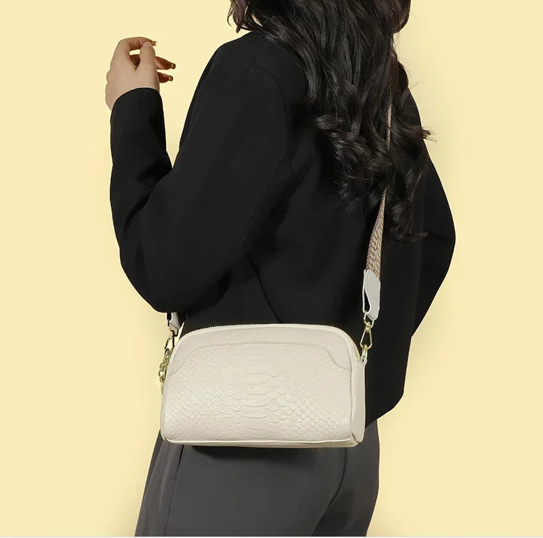 Crossbody Skuldertaske – Elegant Alligatormønster for Tidløs Stil Håndtasker Tech Butik