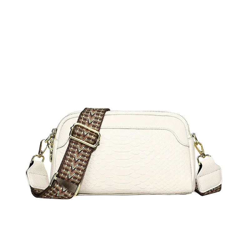 Crossbody Skuldertaske – Elegant Alligatormønster for Tidløs Stil Håndtasker Tech Butik Hvid
