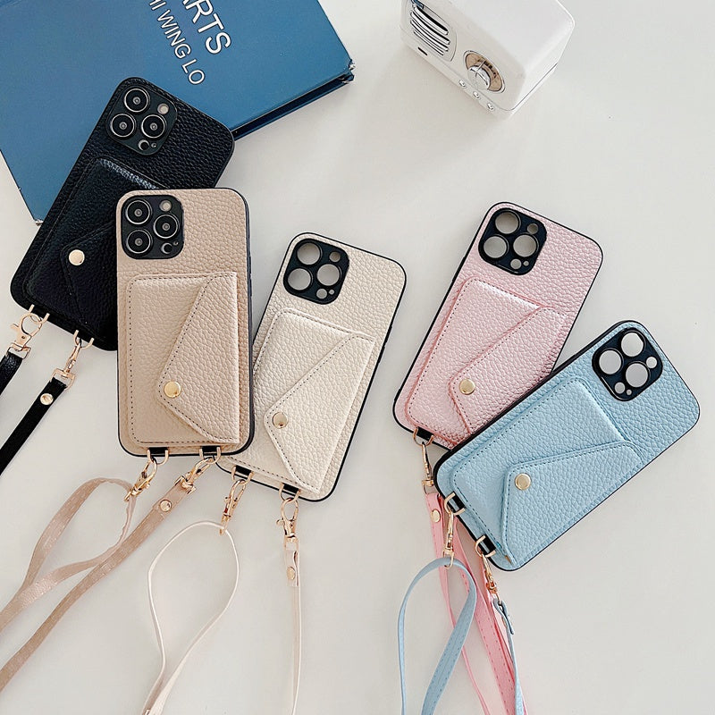 Luksus Læder Crossbody iPhone Cover – Pungefunktion med Rem & Strop Håndtasker Tech Butik