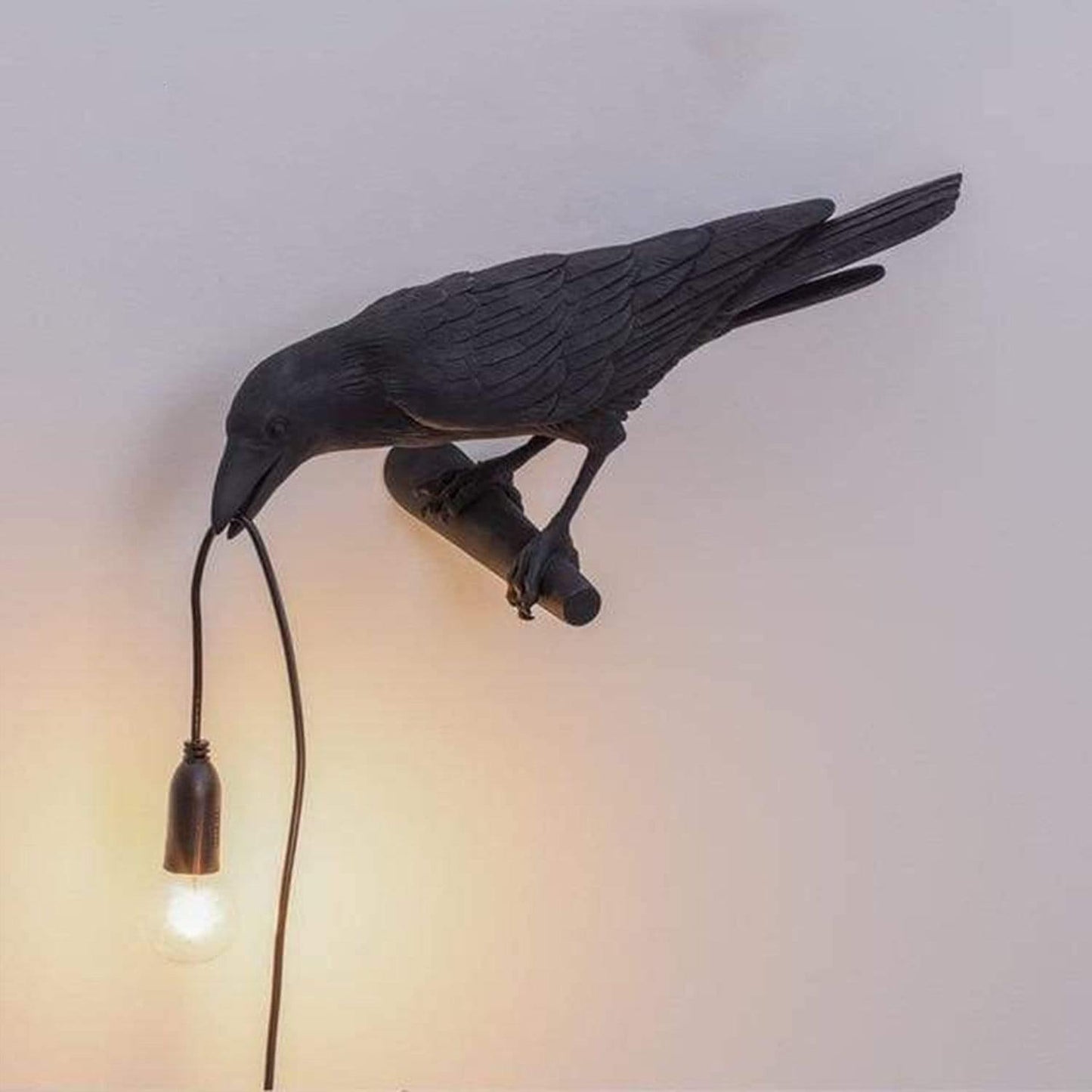 Kunstnerisk Fuglelampe – Fortryllende Dekorativt Lys med Moderne Elegance Lamper Tech Butik Sort Væg Venstre US