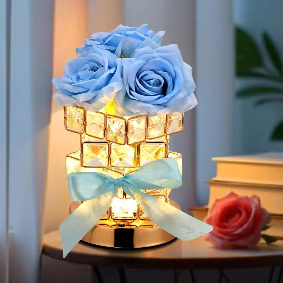Elegant Rose Bordlampe med Dæmpbar Belysning til Romantisk Atmosfære Blomsterlampe Tech Butik