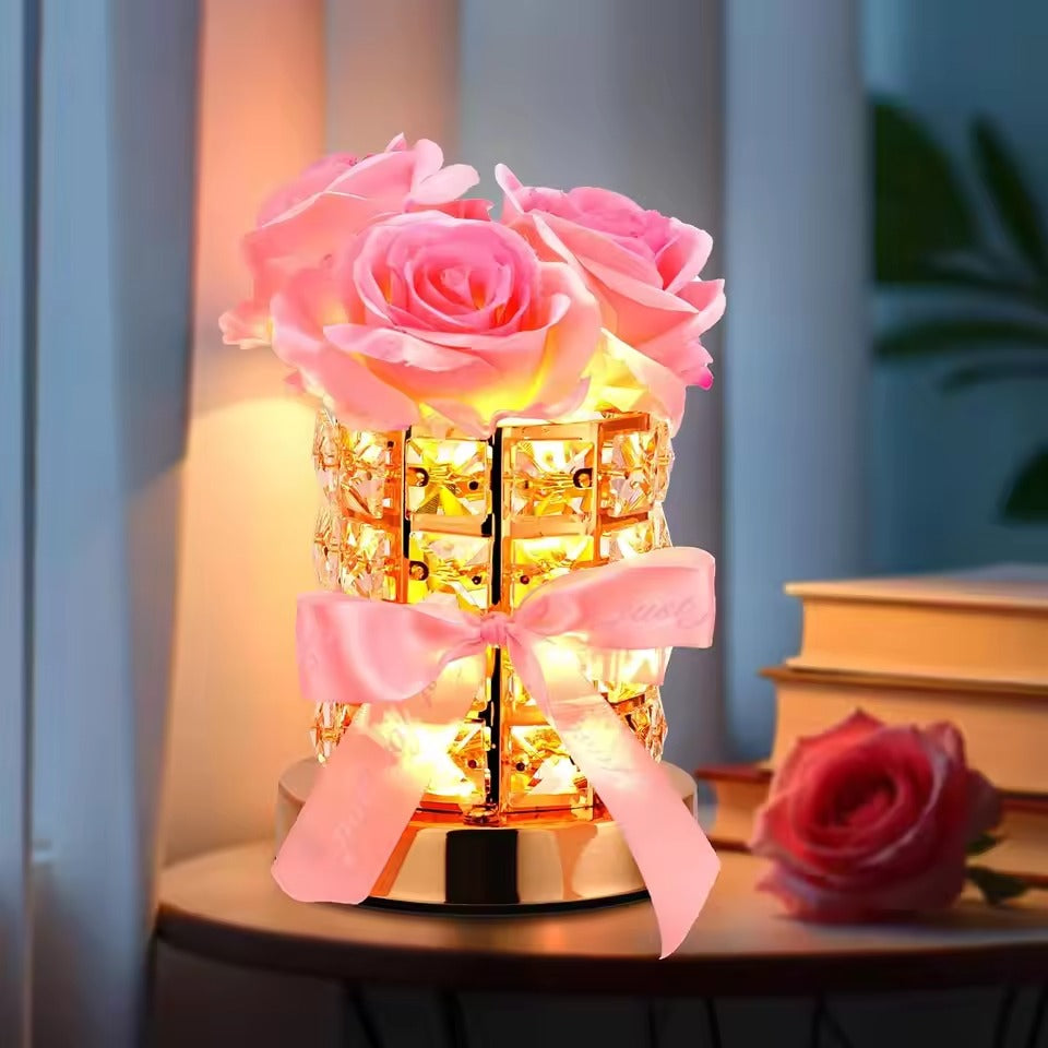 Elegant Rose Bordlampe med Dæmpbar Belysning til Romantisk Atmosfære Blomsterlampe Tech Butik