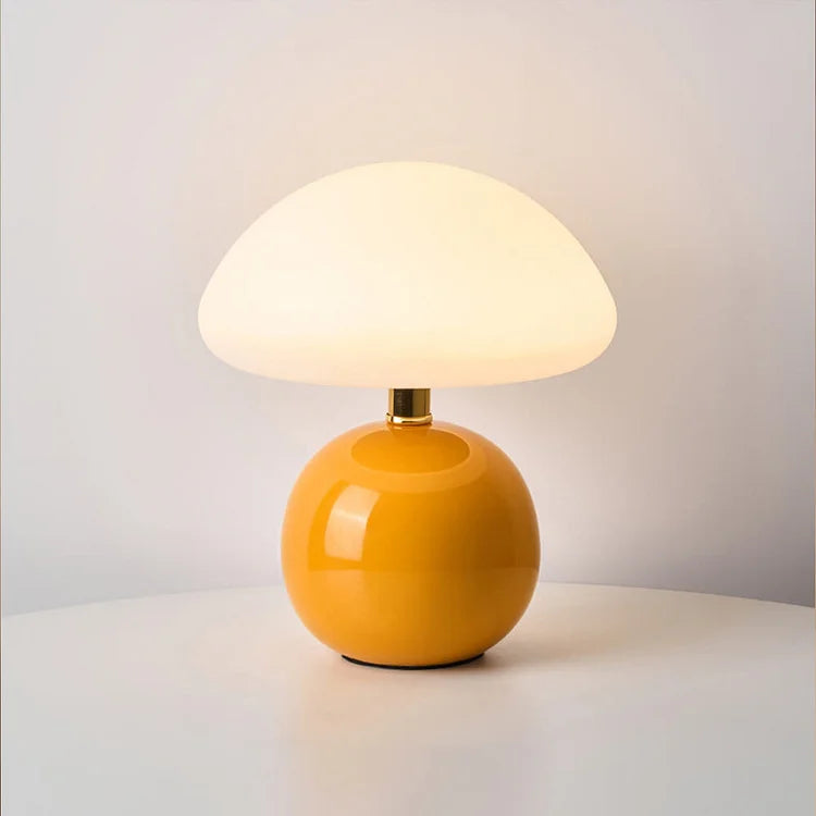 Creme Svampelampe – Elegant Justerbar LED Bordlampe Belysning Tech Butik Orange