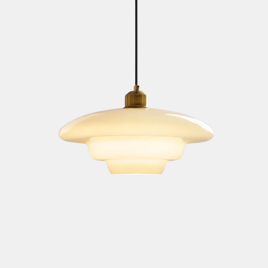 Elegant Hvid Glas Pendellampe Justerbar Højde Belysning Tech Butik A