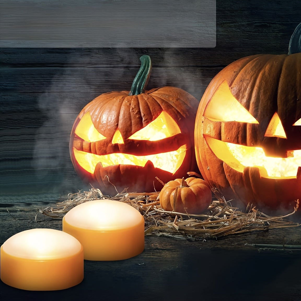 Flammeløse LED Græskarlys – Sikker, Batteridrevet Halloween-dekoration Halloween lys og holdere Tech Butik Default