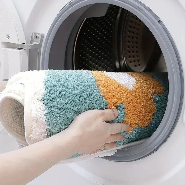 Flokket Bademåtte med Blomstermønster – Blød, Skridsikker og Komfortabel til Hverdag Bathroom Accessories Tech Butik