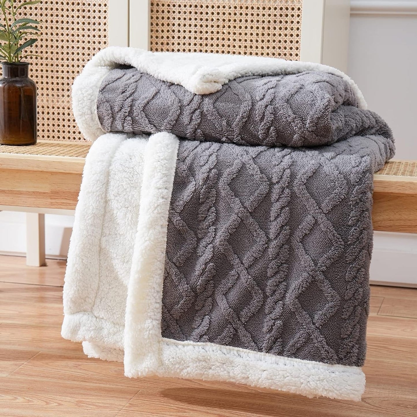 Fluffy Sherpa Fleece Tæppe – Ultra-blødt og Varmt Plaid til Afslapning Inde og Ude Tæpper & Plaider Tech Butik