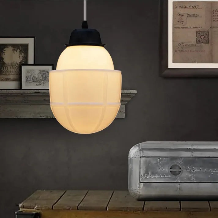 Vintage-inspireret Geometrisk Loftlampe – Hvid Mælkeglas Pendellamper Tech Butik Model E