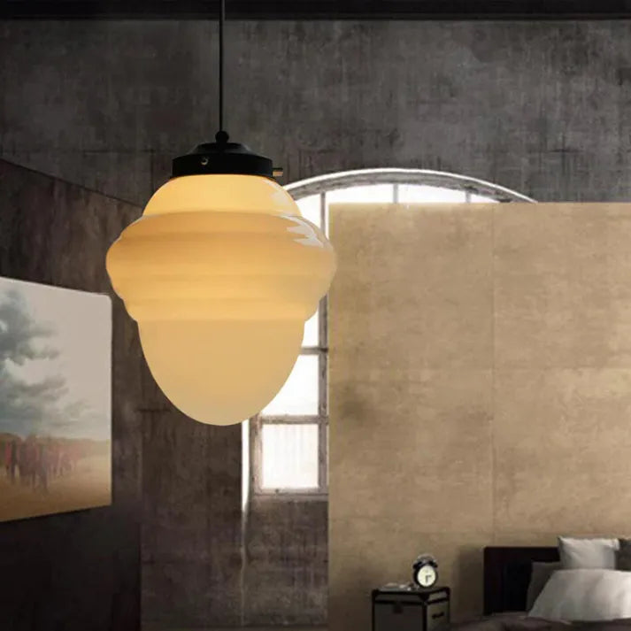 Vintage-inspireret Geometrisk Loftlampe – Hvid Mælkeglas Pendellamper Tech Butik Model G