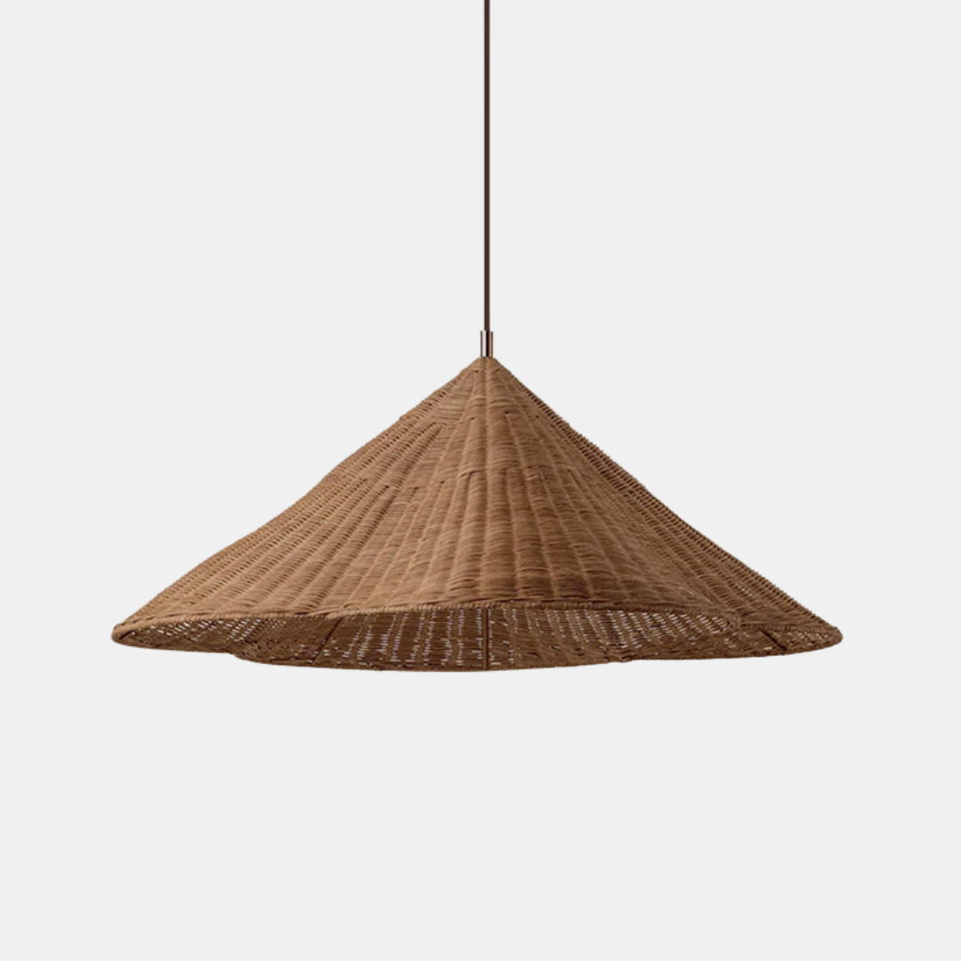 Hængelampe i Rustikt Flettet Rattan – Loftlampe Belysning Tech Butik
