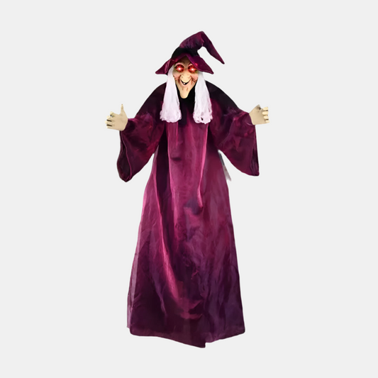 Hængende Heksedukke – Uhyggelig Halloween-dekoration med Lys og Lyd Halloween Dekorationer Tech Butik 145cm lilla