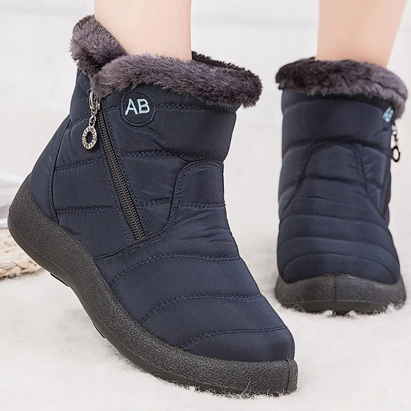 Halvhøje Vinter Sneboots til Damer – Vandafvisende med Pelsforing Kvinders vinterstøvler Tech Butik Blå 35