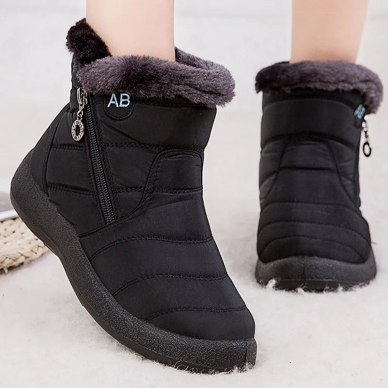 Halvhøje Vinter Sneboots til Damer – Vandafvisende med Pelsforing Kvinders vinterstøvler Tech Butik Sort 35