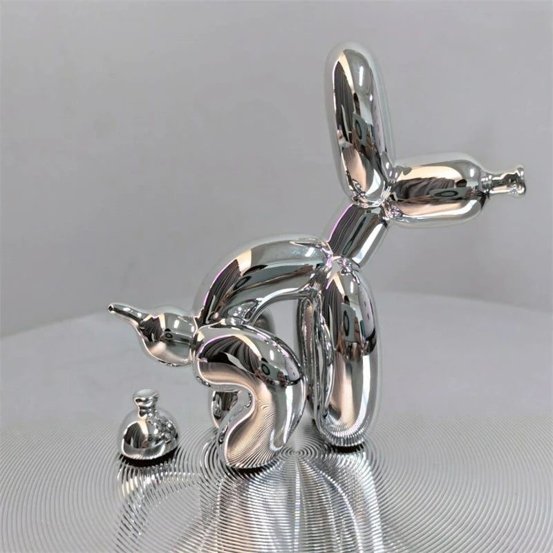 Ballonhund af Ballade – Håndlavet Resinfigur med Legende Design Skulpturer Tech Butik Sølv