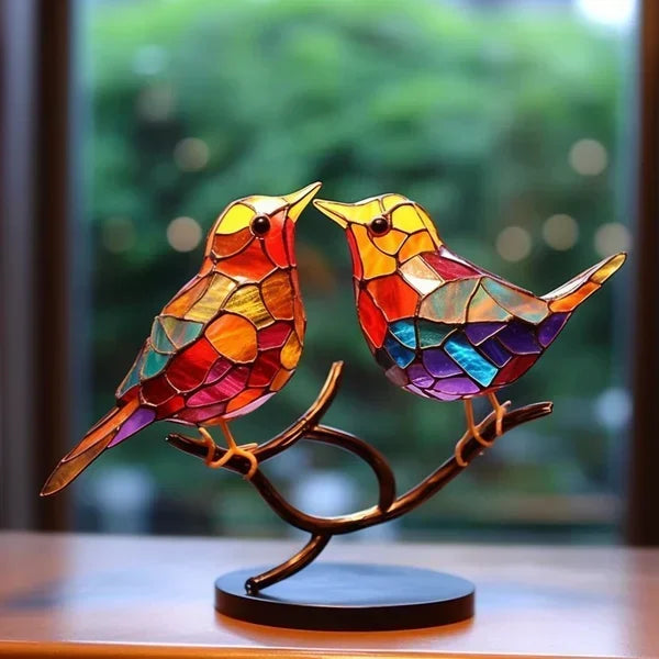 Håndlavet Fuglestatue – Elegant Glasfigur til Boligindretning Statuer & Figurer Tech Butik 2 fugle