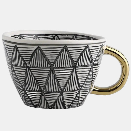 Elegant Håndmalet Krus med Kunstneriske Detaljer Køkken Tech Butik Rutenet