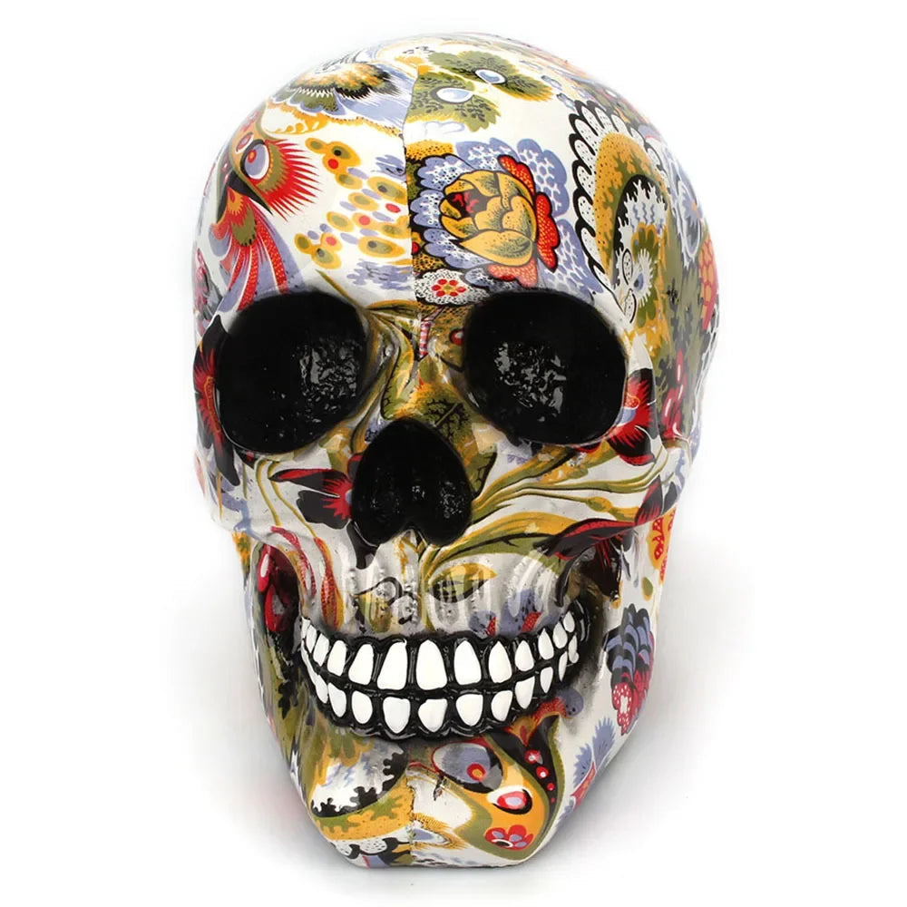 Håndmalet Kranium – Unik Dekoration til Halloween og Boligindretning Skulpturer og figurer Tech Butik