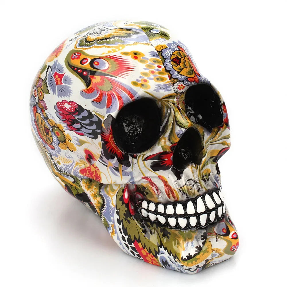 Håndmalet Kranium – Unik Dekoration til Halloween og Boligindretning Skulpturer og figurer Tech Butik