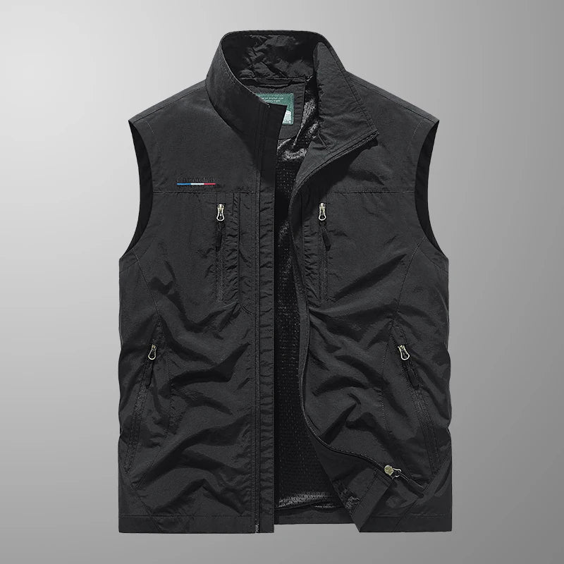 Åndbar Multi-Lomme Vest til Mænd – Letvægt Komfort til Udendørs Eventyr Herre udendørs veste Tech Butik Sort M