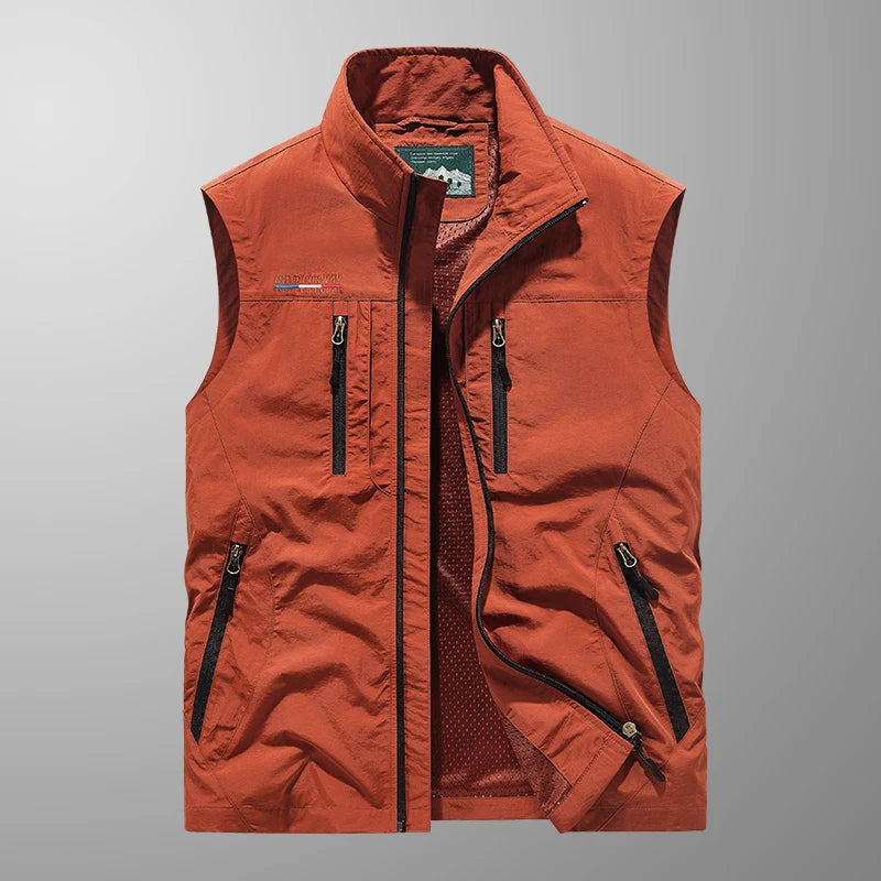 Åndbar Multi-Lomme Vest til Mænd – Letvægt Komfort til Udendørs Eventyr Herre udendørs veste Tech Butik Orange M