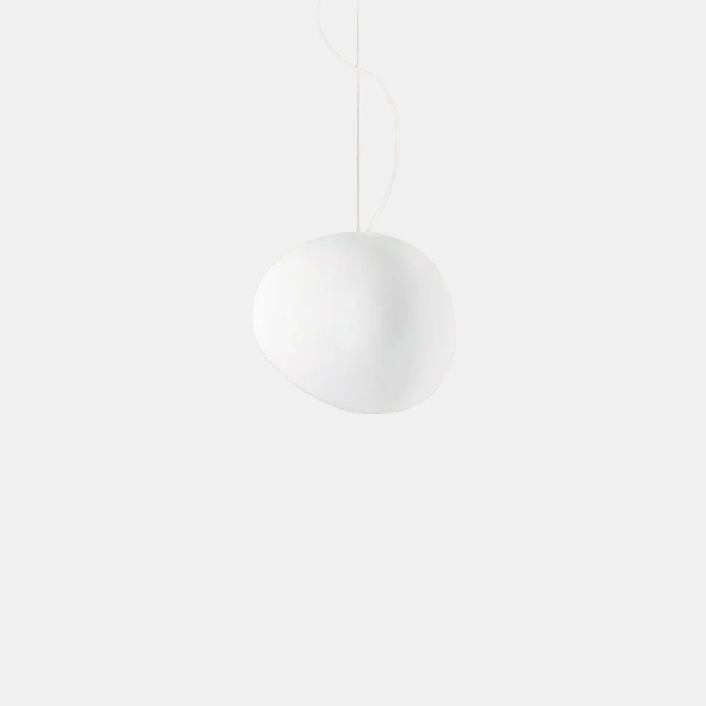 Hvid hængelampe med stenform – til moderne og klassiske rum Hængelamper Tech Butik Kort: Dia 15 cm x H 12 cm